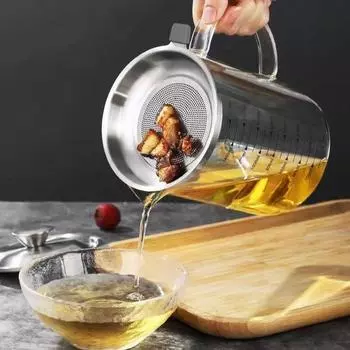 Фильтр для масла из тонкого стекла, маслоотделитель, сетчатый фильтр, приспособление для хранения, полезные вещи для кухни, 1000 мл, 1500 мл
