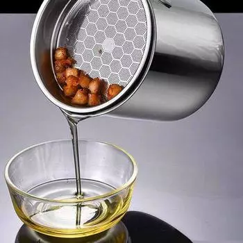Фильтр для масла, контейнер для экономии жира, бекон, с мелкой сеткой, кастрюля для хранения масла из нержавеющей стали с поддоном для кухни S