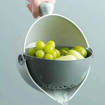 Фильтр для очистки овощей и фруктов, корзина с двойным сливом и ручкой, миска для мытья, хранения, сита, дуршлаг, кухонная уборка One Size