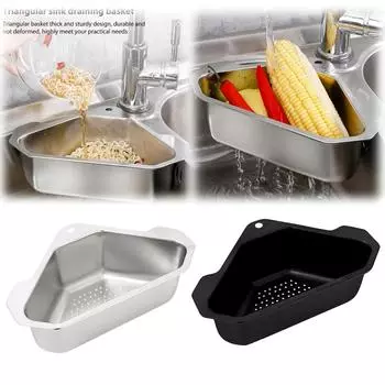 Фильтр для овощей и фруктов, полка для раковины, треугольный держатель для слива из нержавеющей стали, подвесное сито для хранения, корзина для кухонных принадлежностей серебряный
