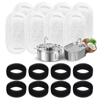 Фильтр для поилки домашних животных PETPNR, фильтр для поилки домашних животных с 8 сменными фильтрами из активированного угля для автоматической подачи воды для домашних животных [Подлинный продукт] белый