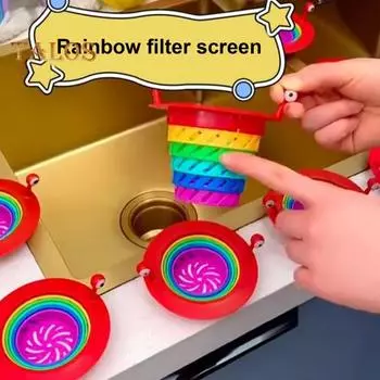 Фильтр для раковины, мультяшный Радужный дизайн, фильтр для раковины, складной фильтр для сливного отверстия для дома, ванной комнаты, кухни разноцветный