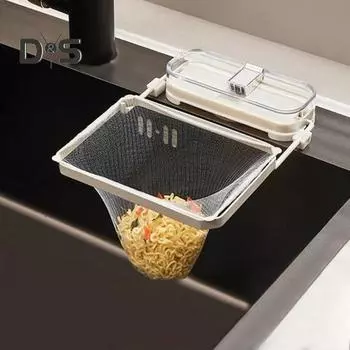 Фильтр для раковины с присоской, складная конструкция, набор для слива, кухонный фильтр для воды, корзина для слива раковины, фильтр для крана с 100 сетчатыми мешками бежевый