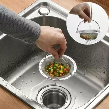 Фильтр для раковины с ручкой, прочный многоразовый фильтр для кухонной мойки из нержавеющей стали, сито для бытовой техники 1pcs