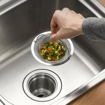 Фильтр для раковины с ручкой, прочный многоразовый фильтр для кухонной мойки из нержавеющей стали, сито для бытовой техники серебряный