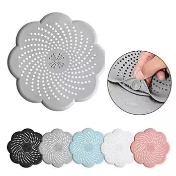 Фильтр для раковины, силиконовый антиблокировочный сливной фильтр, цветочный дизайн, герметик для запаха, кухонный аксессуар для ванной комнаты, канализационный слив, сетчатый сифон серый