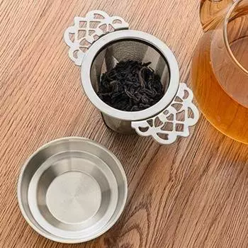 Фильтр для слива чая, заварочный фильтр из нержавеющей стали, мелкая сетка, крышка корзины большой емкости, двойной функциональный кофейный фильтр для чайных кружек, чайников, чашек