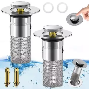 Фильтр для слива из нержавеющей стали, заглушка для раковины, заглушка для слива из нержавеющей стали, устойчивая к запахам, отскакивающая сердечник, улавливатель волос, фильтр для раковины