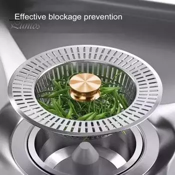 Фильтр для слива кухонной раковины 3 в 1, устойчивый к коррозии, простой монтаж, универсальный фильтр для слива раковины в ванной, фильтр для сбора пищи золотистый