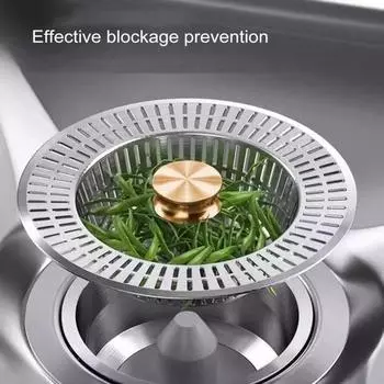 Фильтр для слива кухонной раковины 3 в 1, устойчивый к коррозии, простой монтаж, универсальный фильтр для слива раковины в ванной, фильтр для сбора пищи золотистый