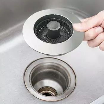 Фильтр для слива кухонной раковины из нержавеющей стали, выдвижная корзина, антизасоряющий уловитель пищи, фильтр для устранения запахов, заглушка для протечек серебряный