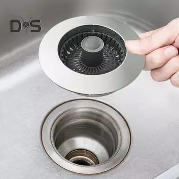 Фильтр для слива кухонной раковины из нержавеющей стали, выдвижная корзина, антизасоряющий уловитель пищи, фильтр для устранения запахов, заглушка для протечек серебряный