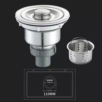 Фильтр для слива раковины Фильтр для отходов раковины, легко снимается для кухонной раковины, долгий срок службы, современный дизайн, серебристый CHINA