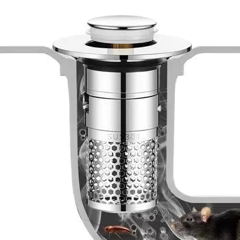 Фильтр для слива раковины, улавливатель волос, всплывающий фильтр для слива раковины с корзиной из нержавеющей стали, заглушка для слива раковины, заглушка для слива серебряный