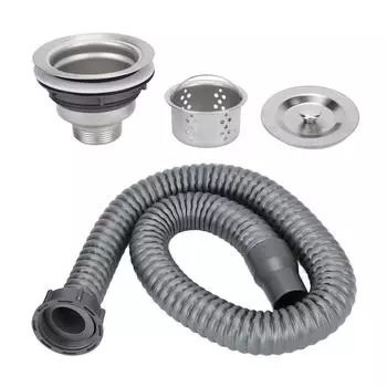 Фильтр для слива ванны из нержавеющей стали, большой размер, улавливатель волос, комплект с трубкой