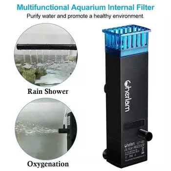 Фильтр для удаления масляной пленки из аквариума, масляный скиммер для поверхности аквариума, интегрированная система аэрации и фильтрации для чистой воды US Plug чёрный