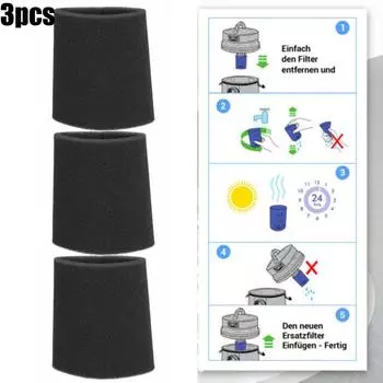 Фильтр для влажной/сухой очистки, аксессуары, фильтр, 3 шт., черный, сменный