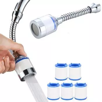 Фильтр для воды на кран для кухни, фильтр для очистки воды, удаление хлора, тяжелых металлов, полипропиленовый хлопок, поворотный фильтр-очиститель на 360 градусов