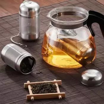 Фильтр для заварки чая из нержавеющей стали, мелкоячеистый чайный шарик, более крутой для листового чая, многоразовые чайные фильтр-пакеты, диффузоры с цепным крючком и крышкой S