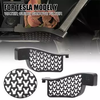 Фильтр Groove Anti Clogging Передний багажник Водопровод 2 шт. Для Tesla Model Y Фильтр для мусора Водяной канал Фильтр Сетка Аксессуары чёрный