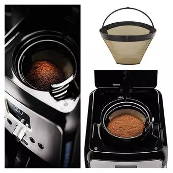 Фильтр из нержавеющей стали для кофеварки, многоразовый чайник со встроенной ручкой серебряный