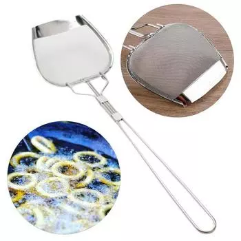 Фильтр из нержавеющей стали Лопатка с мелкой сеткой Защита от ожогов Длинная ручка Жаропрочная жарка Пищевое масло Жир Шумовка для жира Ситечко Ложка Кухонный совок