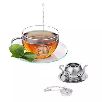 Фильтр из нержавеющей стали, ситечко для чайника, заварочный чайник, кухонный инструмент в форме питья серебряный