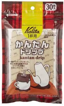 Фильтр-капельница из бумажного кофе Kalita для легкого извлечения одной пачки коричневого кофе Sixtie Respect for the Aged Flavor, Drip, Cup, 30, #08029 коричневый
