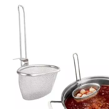 Фильтр-корзина из нержавеющей стали для кипячения спагетти, варки лапши, глубокая ручка, тонкая для ресторанов и домашней коммерческой кухни, кухонные принадлежности серебряный