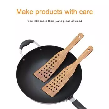 Фильтр-лопатка с 24 отверстиями, кухонный инструмент для жарки стейков, деревянная изогнутая лопатка ручной работы для антипригарной сковороды