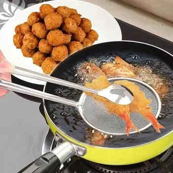 Фильтр-ложка с зажимом Дуршлаг из нержавеющей стали для жарки в масле Фильтр для жарки
