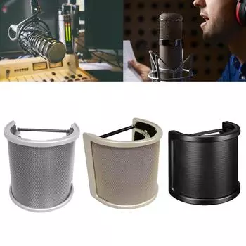 Фильтр Popping, двухслойный металлический сетчатый слой, микрофон, ветрозащитный экран, ручной микрофон, щиток, аксессуары для микрофона чёрный