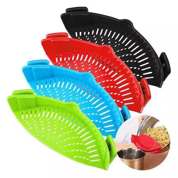Фильтр-прищепка Кухонные пищевые фильтры Термостойкий силикон Овощи Паста Мясной фарш Фильтр для кастрюль Сковороды Кухонные гаджеты чёрный