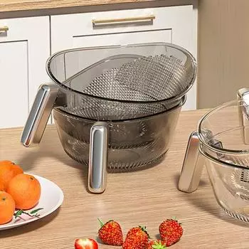Фильтр-сито для мойки риса с ручкой, пищевой, без BPA, большой емкости, корзина-дуршлаг для мойки риса серый