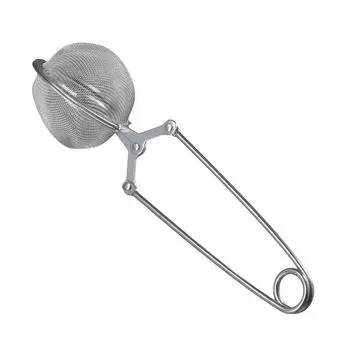 Фильтр-заварник для чая в форме шарика из нержавеющей стали, сетка для отжима листьев и трав, сито для заваривания чая в виде шарика из сетки с ручкой светло-серый