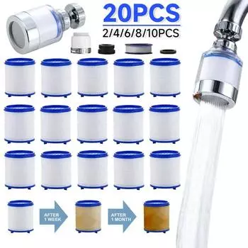 Фильтрующие элементы для крана Фильтр для очистки воды Фильтр emove Хлор Тяжелый металл Адаптер для крана PP Хлопок Фильтрация для кухни и ванной комнаты