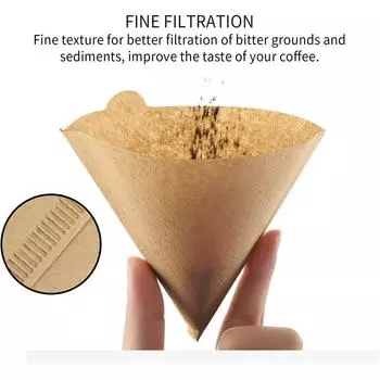 Фильтры для кофе, 100 шт., 2-4 чашки, натуральные бумажные фильтры, совместимые со всеми капельницами размера № 2 (Неотбеленный,100) One Size
