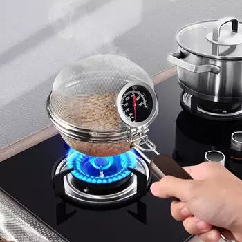 Фильтры для кофе с деревянной ручкой Сетка для жарки кофе из нержавеющей стали Сетка для жарки жареных зерен Домашняя жаровня для кофе на открытом огне Печь для выпечки зерен