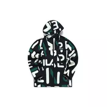 FILA All-Over Print Casual Hooded Zip Jacket Men Jackets Black F11M219707F-ZA