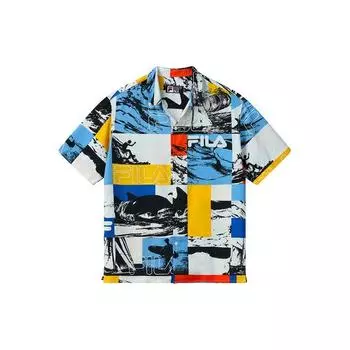 FILA Alphabet Logo Pattern Polo Shirt Men Tops Heritage-Blue F11M128401F-ZA