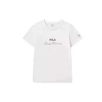 FILA Athletics Logo Print Training Sports Short Sleeve T-Shirt Women Tops Jade-White A11W121104F-WT