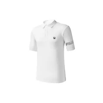 FILA Athletics Solid Color Straight-Cut Polo Shirt Men Tops White A11M031152F-WT