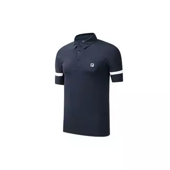 FILA Contrast Cuff Short Sleeve Polo Shirt Men Tops Treasure-Blue A11M021152F-NV