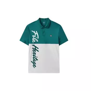 Fila Contrast Letter Print Tennis Polo Shirt Men Tops Dark-Iron-Green A11M123153F-GN