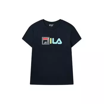 Fila Contrast Print Logo Loose Round Neck Short Sleeve T-Shirt Men Tops Legendary-Blue F51M128175F-NV