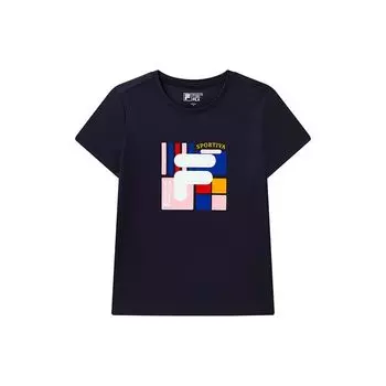 Fila Cotton Casual Short Sleeve T-Shirt Women Tops Blue F11W118151F-NV