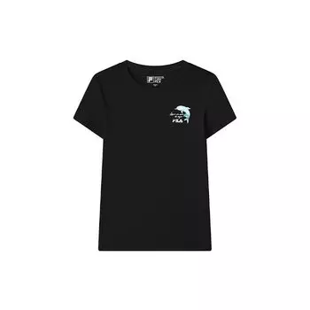 Fila Dolphin Print Crew Neck T-Shirt Women Tops Black F11W128106F-BK