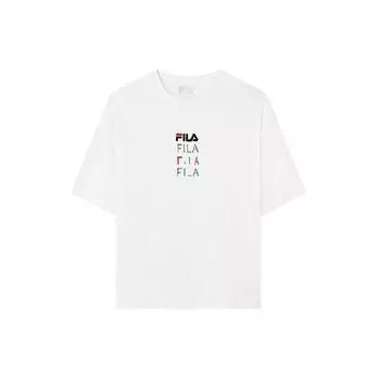 FILA Embroidered Logo Crew Neck Sports Short Sleeve T-Shirt Women Tops White F11W133195F-WT