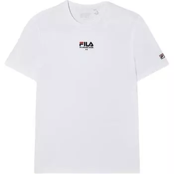 FILA Embroidered Logo Knitted Breathable Round Neck Short Sleeve T-Shirt Men Tops White F51M429114AWT
