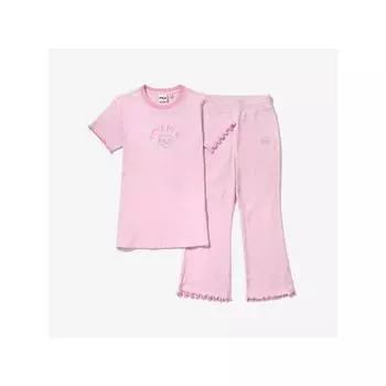 Fila Kids Girls Rib Short Sleeve Long Pants Set Fk2fsf2203f Epk PALEPINK/100